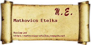 Matkovics Etelka névjegykártya